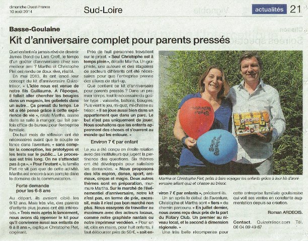 Article Ouest France Août 14